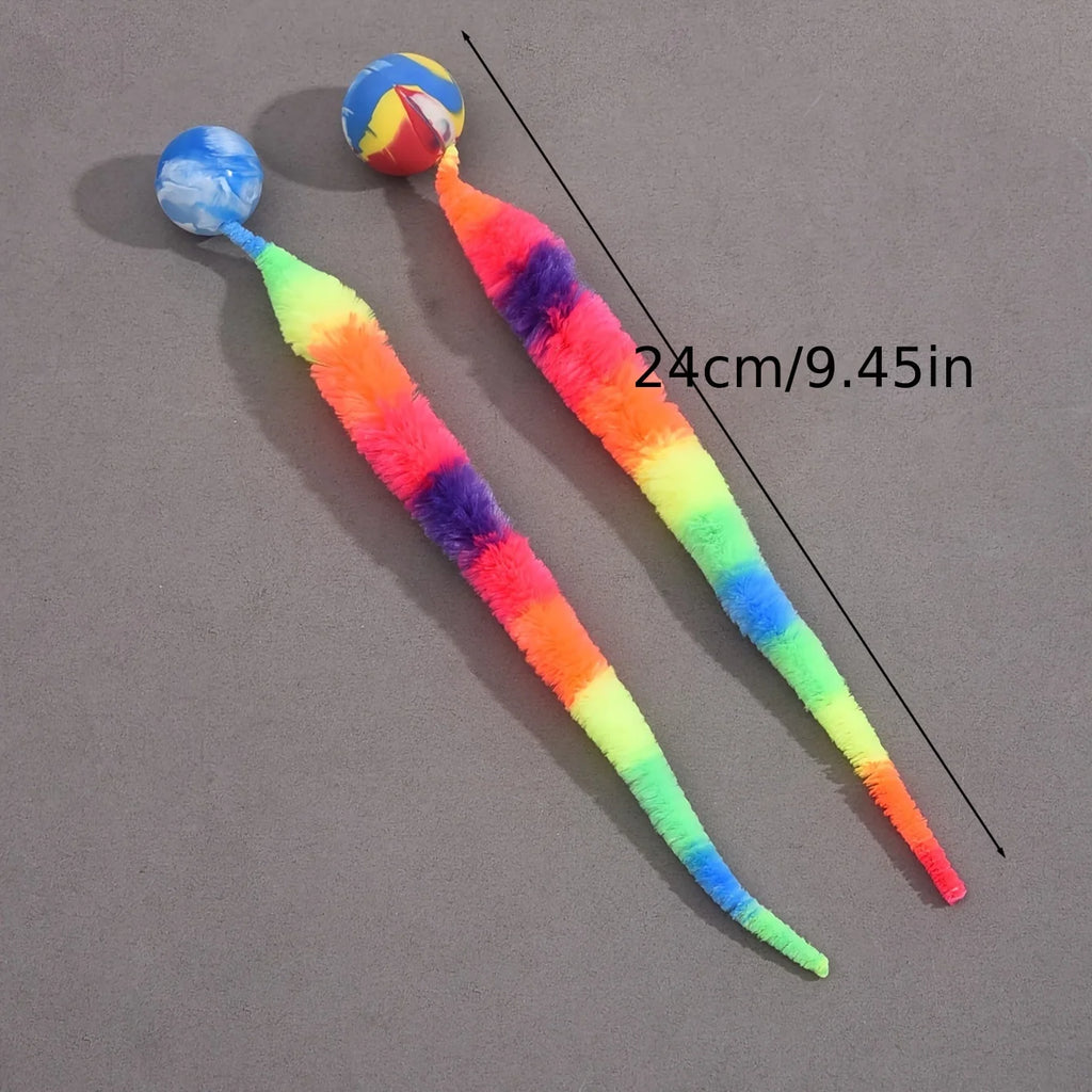 3CS Cat interactive toys Tickle Cat Colorful bouncing ball Pet supplies Puzzle teasing indoor cat caterpillar elastic toy Oasis Select