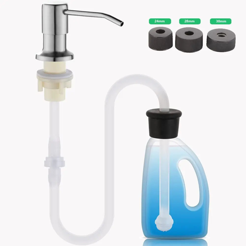 Stainless Steel Soap Dispenser Bathroom Kitchen Sink Mounted No-spill Water Pump Dishwashing Liquid Lotion Dispenser Oasis Select