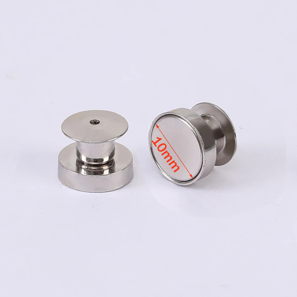 5Pcs Brooch Pin Convert to Refrigerator Magnets Buckle Badge Back Strong Magnetic Metal Needle Buckle Convenient DIY Accessories Oasis Select Rhodium 10mm