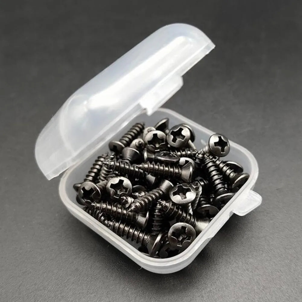50Pcs Guitar Pickguard Screws With Box For ST Electric Guitar Bass Metal Pick Guard Scratchplate Screws Bolts Set Accessories Oasis Select Titanium color