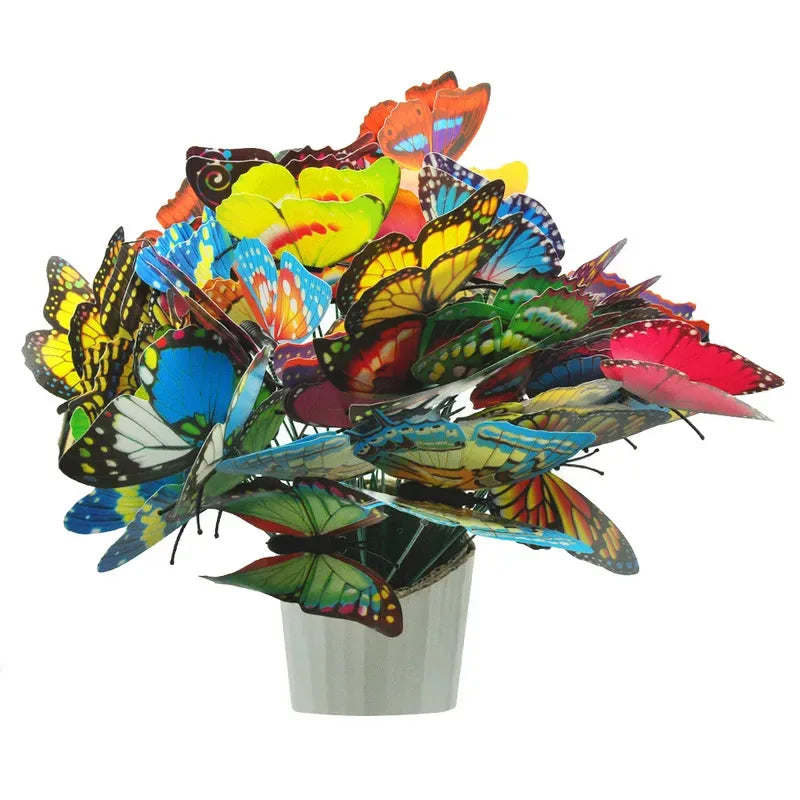 5/10/20/30pcs Outdoor Waterproof Glowing Butterfly Ground Stakes For Yard Lawn Decoration, Luminous Butterfly Ornaments Durable Oasis Select