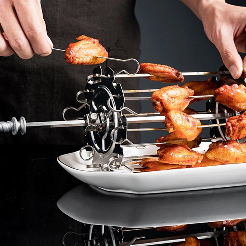 304 Stainless Steel Rotating Grill Skewers BBQ Grill Cage Air Fryer Lamb Skewers Grill Electric Oven Accessories Oasis Select