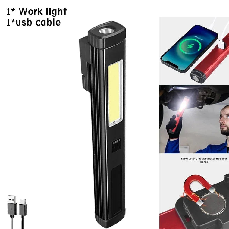 4000mah Led Work Light Rechargeable Super Bright COB Flashlight With Magnetic Portable Outdoor Camping Lantern Emergency Lamp Oasis Select G122-B1