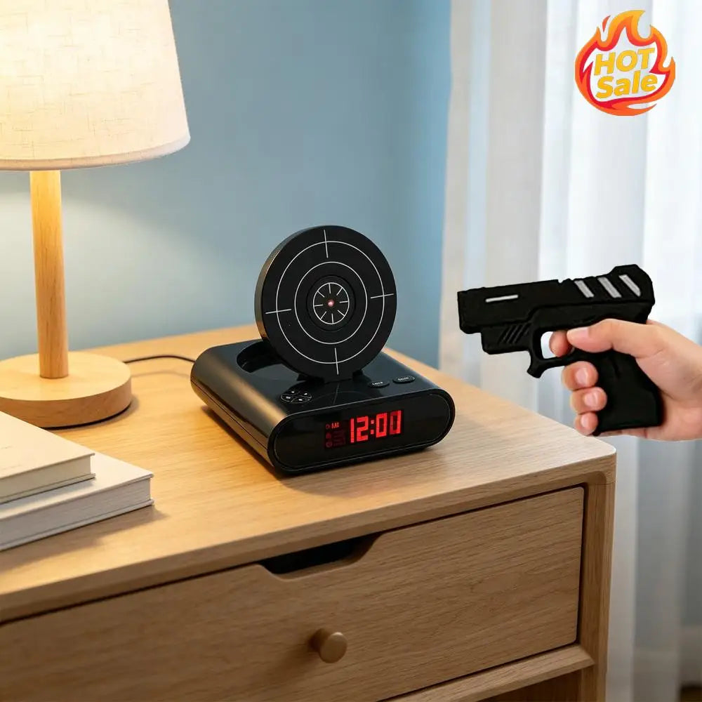 Personalized Wake Shot Alarm Clock with Gun & LED Display Creative Target Shooting Clocks for Heavy Sleepers Novelty Girls Oasis Select