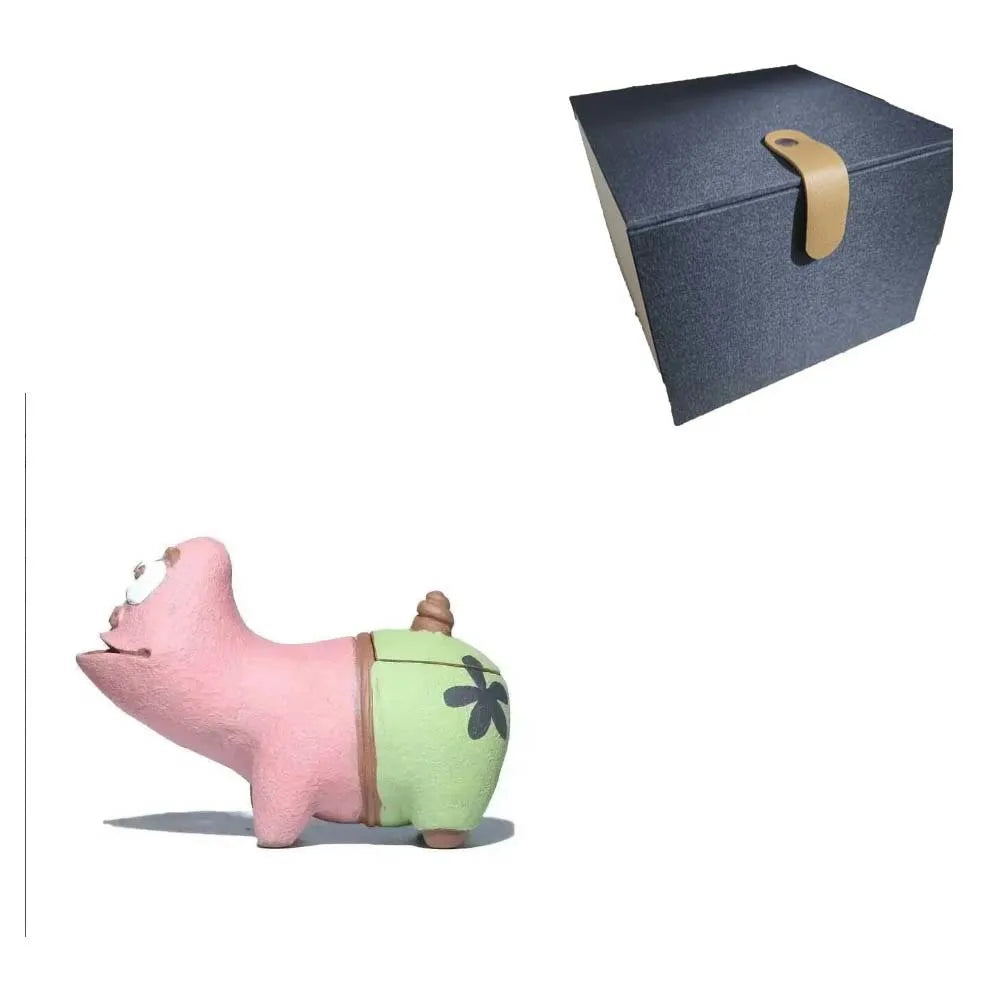 Zisha School Big Star Handheld Teapot Tea Pet Cartoon Creative Handheld Teapot Tea Brewing Pot Tea pet Quick Tea Cup Oasis Select light Pink with box