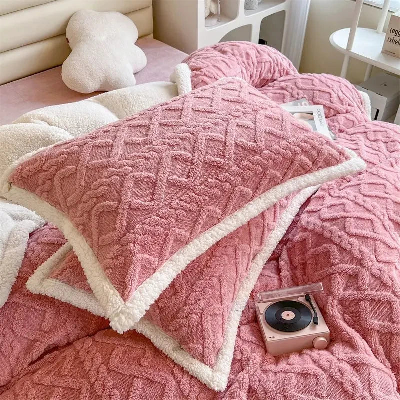 2pcs Warm Winter Stripe Soft Velvet Pillow Cases Skin-friendly 48x74cm Dual-sided Pillowcases Pillow Cover Cushion Cover Bedding Oasis Select Pink 48x74cm 2pcs cover