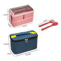 Double Layer Lunch Box with Storage Bag Leakproof Student Microwave Dinnerware Set with Fork Spoon Food Snack Storage Container Oasis Select Pink with bag