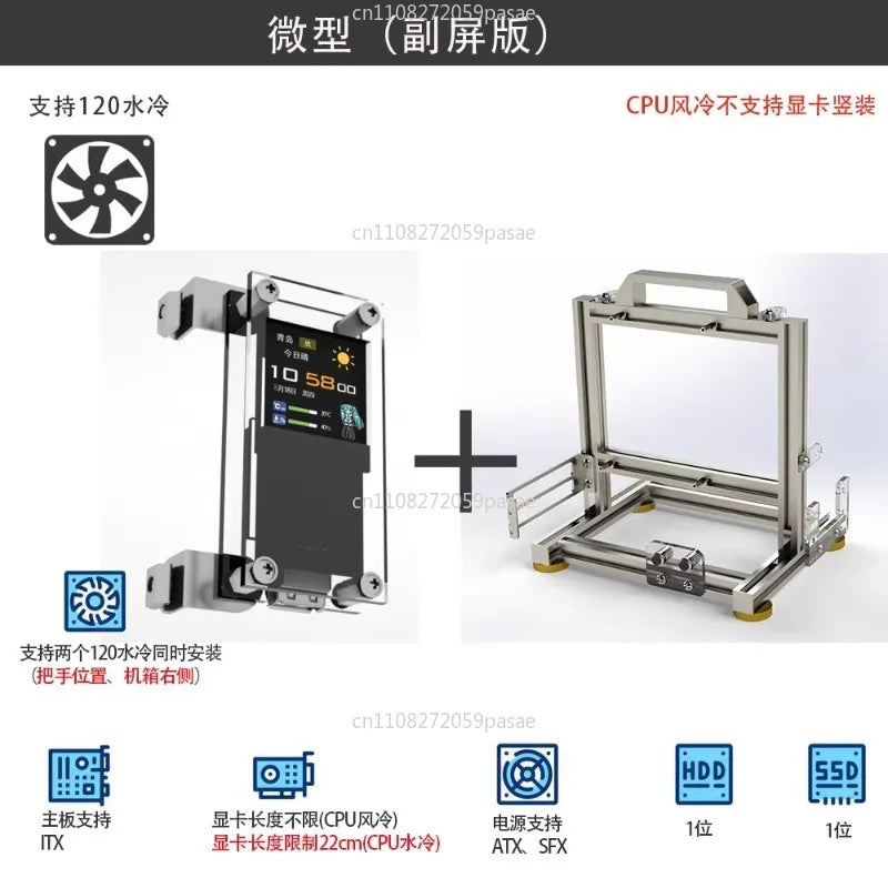 Open Frame PC Case ATX MATX ITX Aluminum Alloy Rack Chassis