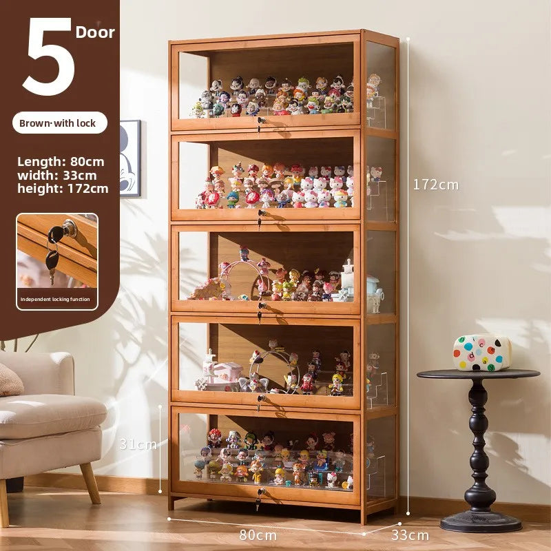 Figure display cabinet with lock acrylic display stand transparent dustproof model building block ornament shelf display box Oasis Select Five floors 80 long