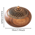 1pcs South American Walnut Retro Solid Wood Round Incense Burner, High-end Atmospheric Home Indoor Incense Burner Oasis Select Burners