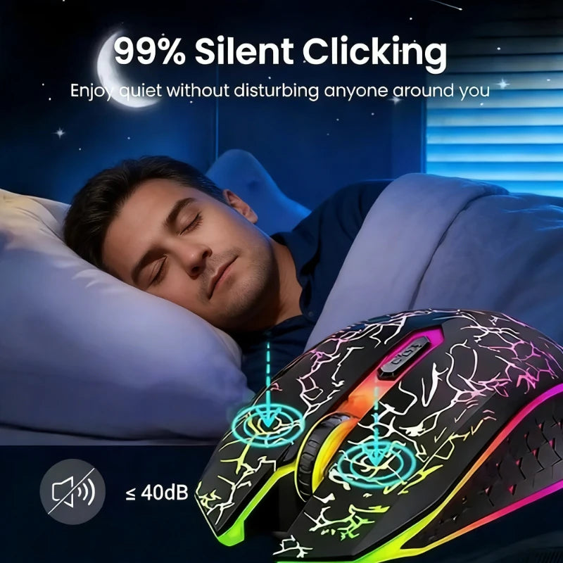 Bluetooth 5.2 Mouse RGB 2.4G Wireless Mouse Dual-Mode Gaming Mouse 6 Buttons Silent Mouse For MacBook Tablet Laptops Computer Oasis Select
