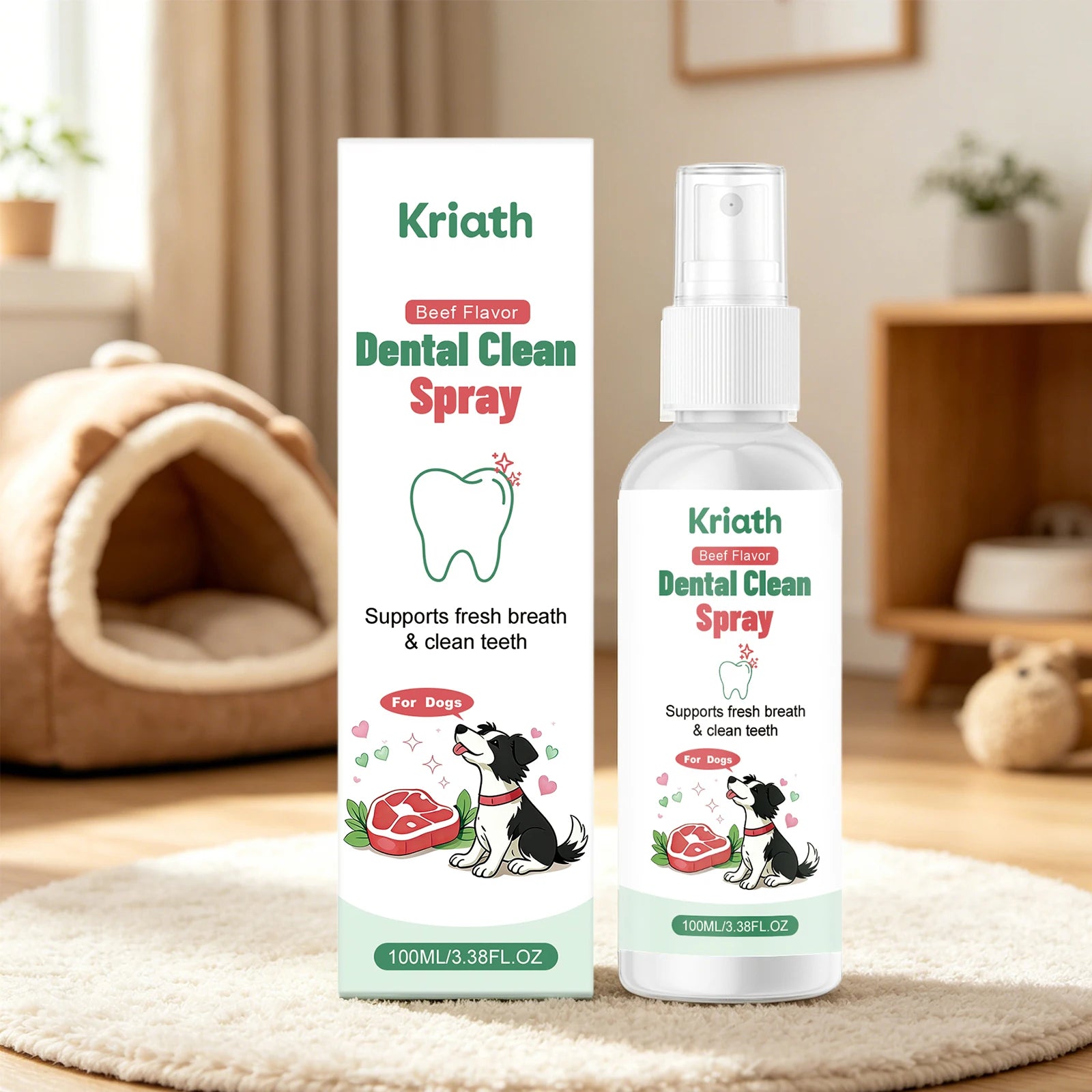 Dog Oral Care Spray Beef Flavor Reduces Plaque & Tartar Buildup Breath Freshener Eliminates Bad Breath Daily Oral Care Oasis Select