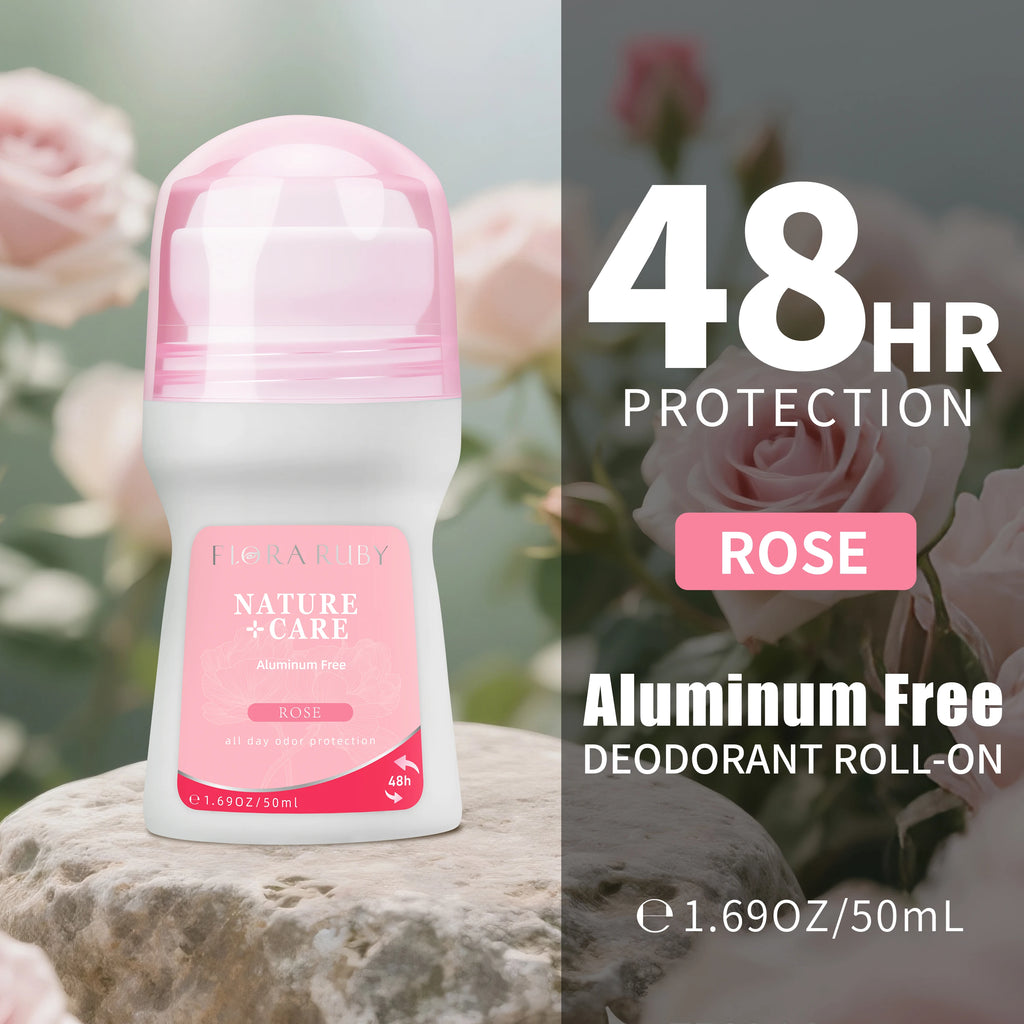 Flora Ruby Light Pink Series Deodorant Roll On Women All-Purpose Deodorant Roll Aluminum Free Easy to Carry Oasis Select Rose