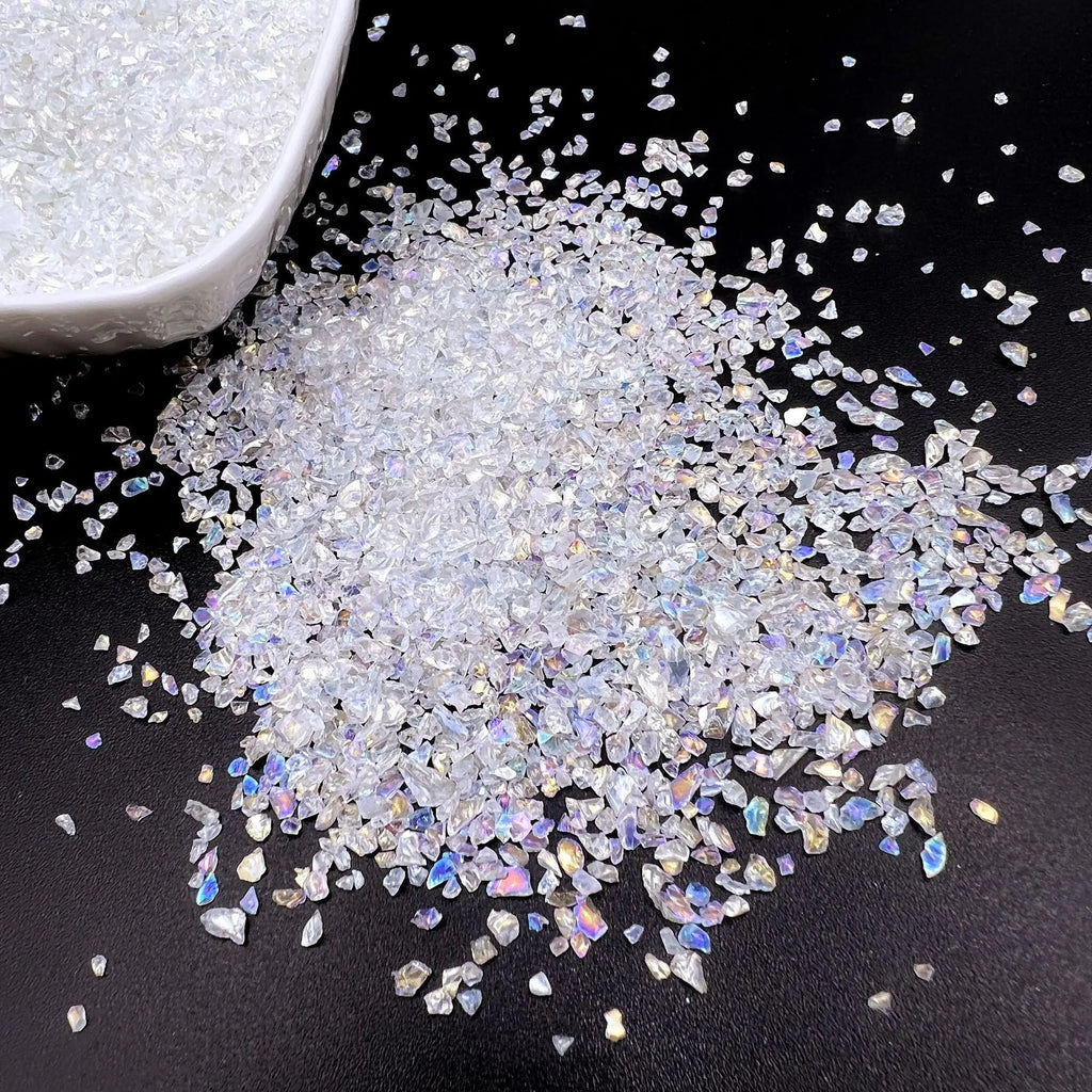 20g Glass Crushed Stone Irregularity Crystal Gravel Filling For DIY Epoxy Resin Mold Filler Crafts Decorative Nail Art Filler Oasis Select White 20g