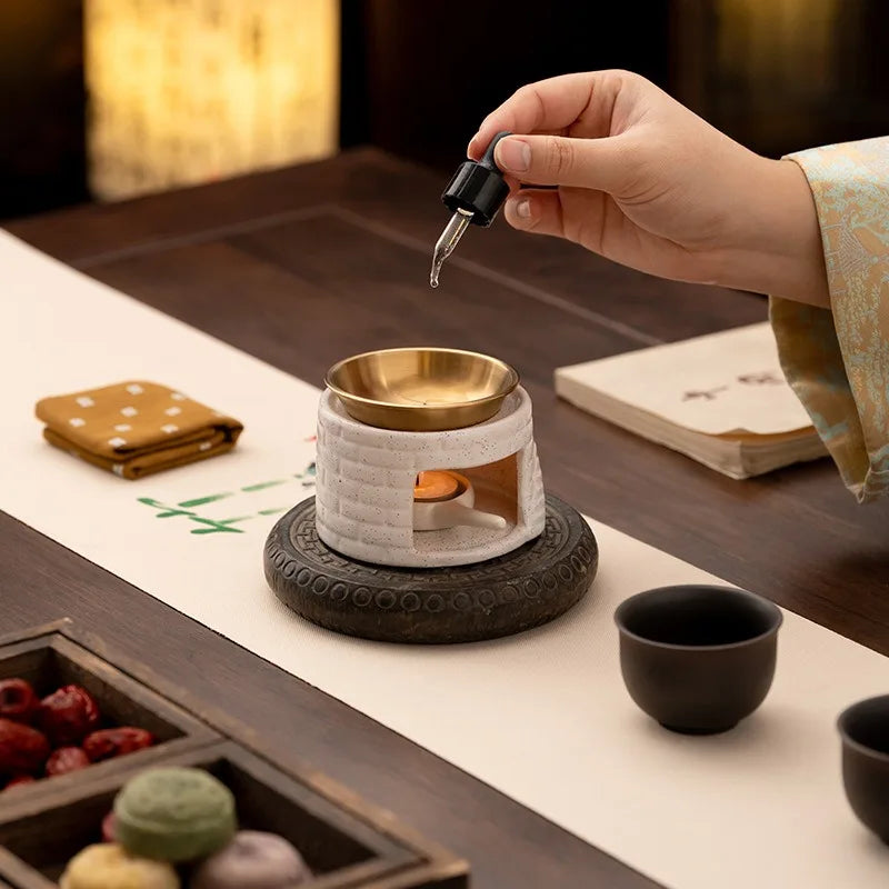 Indoor Aromatherapy Wax Warmer Ceramic Scent Diffuser Lamp Home Fragrance Heater for Essential Oils & Incense Powder Oasis Select