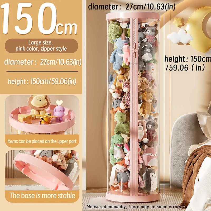 Transparent Doll Storage Box Plush Toy Organization Tube DIY Zipper