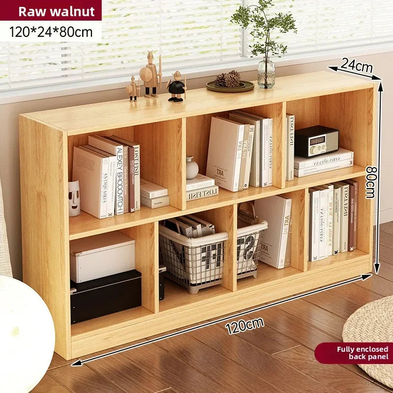 Bookshelf Bookcase Floor Shelf Home Living Room Study Combination Locker Bedroom Low Cabinet Oasis Select Log color 120-24-80