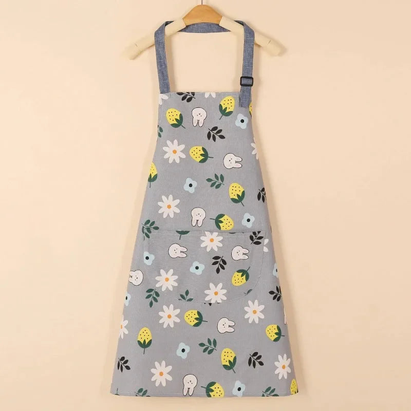1PC Aprons Fashion Cotton Fabric Waterproof Thickened Dirt Resistant Kitchen Apron and Home Work Clothes Gardening Work Clothing Oasis Select C OneSize