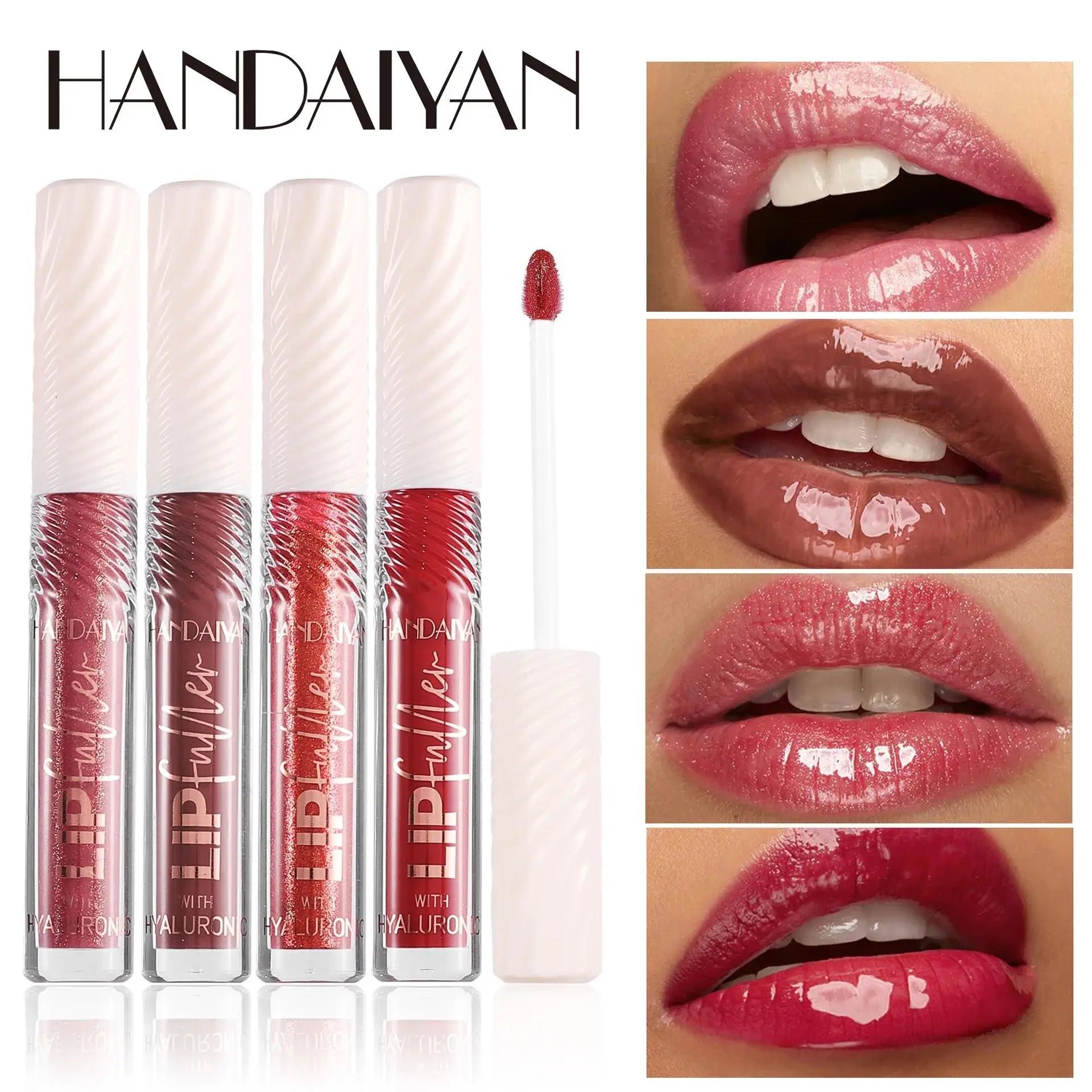 HANDAIYAN 8 Color Mirror Lip Gloss with Hyaluronic Acid Hydrating Moisturizing Pearl Infused Glossy Lipstick for Plump Lips Oasis Select
