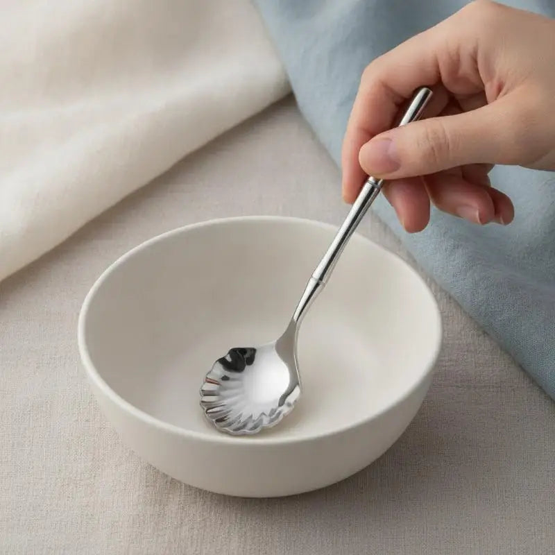 Heat Resistant Stainless Steel Seashell Dessert Spoon Reusable Coffee Stirring Spoon for Home Afternoon Tea Souvenir Oasis Select