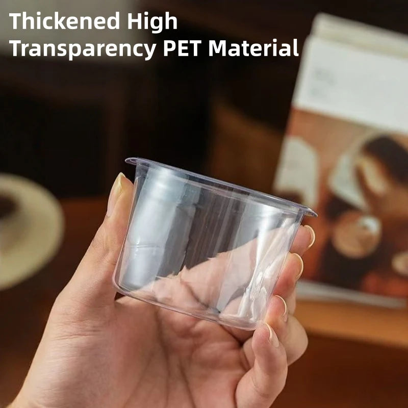 50pcs Round Pudding Cups, Disposable Party Cups with Lids and Spoons, Transparent Mousse Cake Boxes, Yogurt Cups Packaging Box Oasis Select