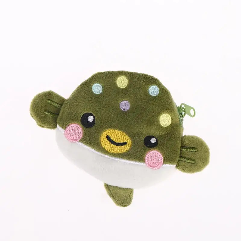 Cute Pufferfish Plush Mini Coin Purse – Zipper Pouch Wallet Novelty Coin Purse Oasis Select A5