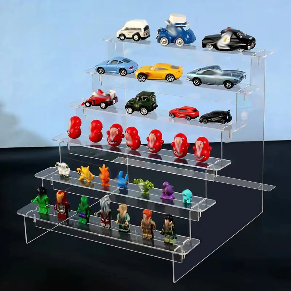 1pc,Transparent acrylic display rack, perfume, doll statue, cosmetics storage rack, ladder display rack Oasis Select
