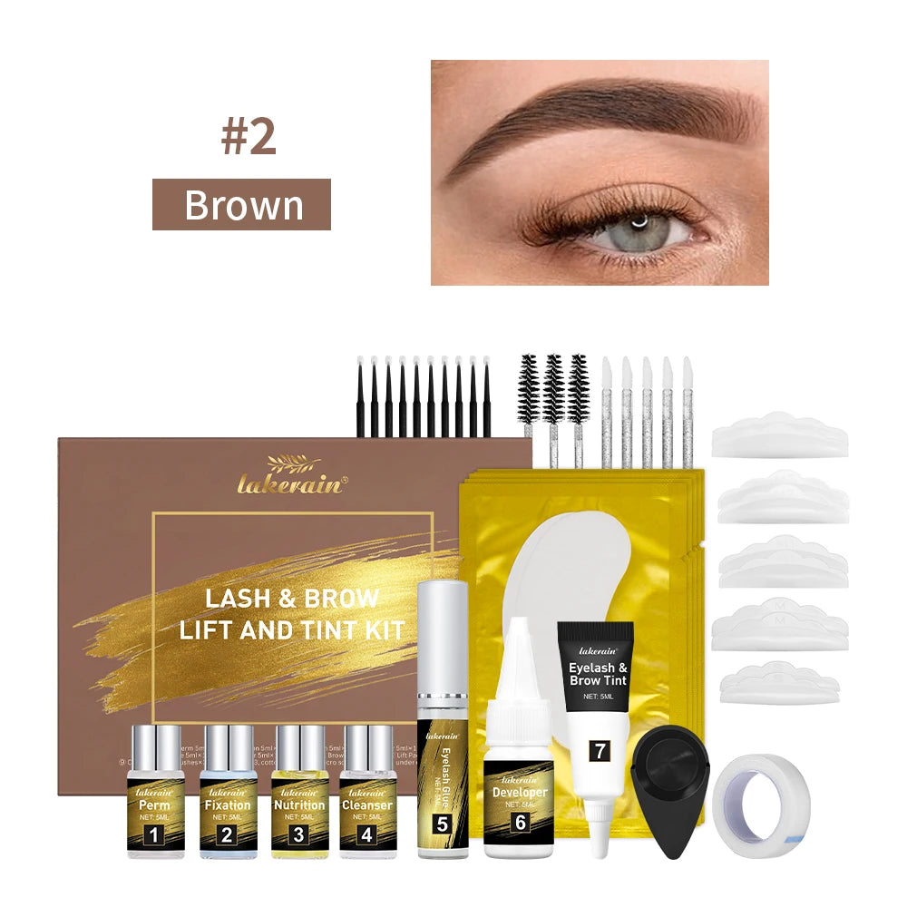 Lash & Brow Lift And Tint Kit Professional Eeylash Curling Brow Dyeing Long Lasting Salon Home Use Makeup Tools Combo Oasis Select Brown