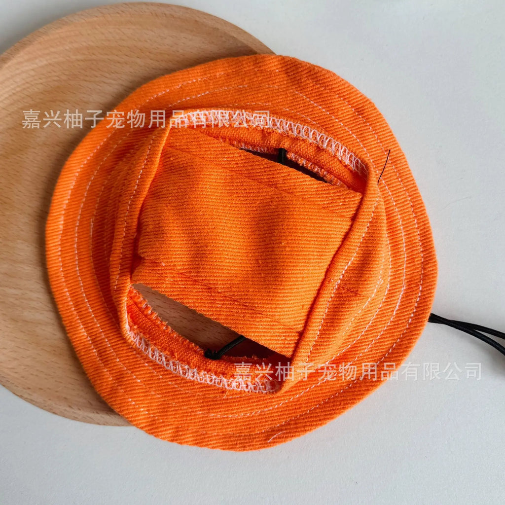 Cat Pet Hats, Sun Hats, Sun Protection Camping Dog Hats, Denim Cotton Fisherman Hats cat hat dog birthday Oasis Select orange L