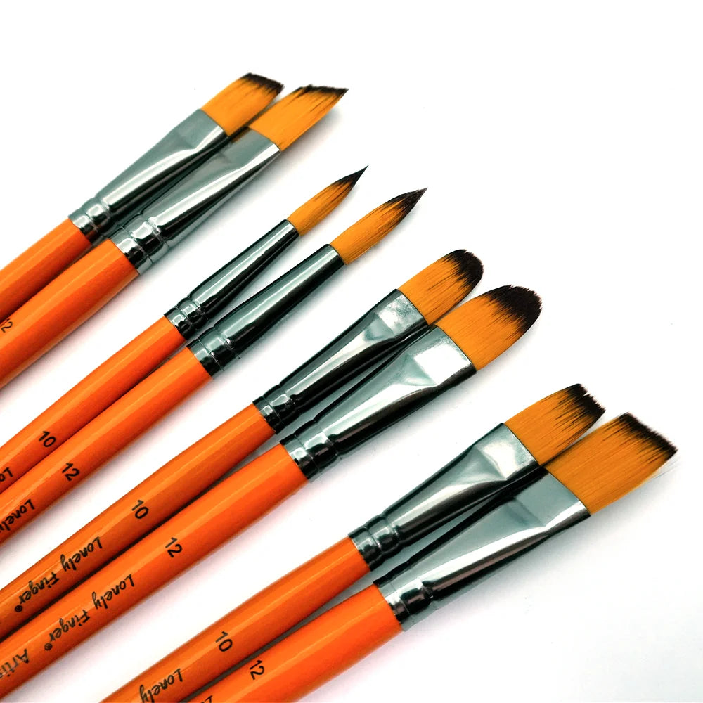 Paint Brushes Set of 6/24pcs Wooden Handles Brushes，Professional Artist Series with Filbert, Round, Angle, Flat for Watercolor, Oasis Select