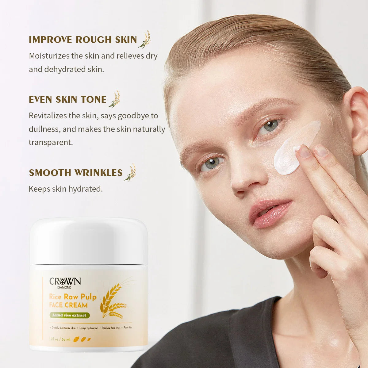 Rice Pulp Face Cream Soothing Brightening Hydrating Fast-absorbing Oasis Select