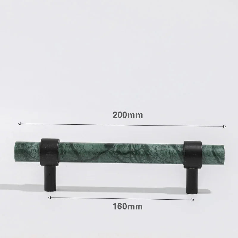Green Cabinet Marble Handle Black Brass Hardware Wardrobe Pull Natural Stone Drawer Knobs Furniture Bar Oasis Select green 200mm
