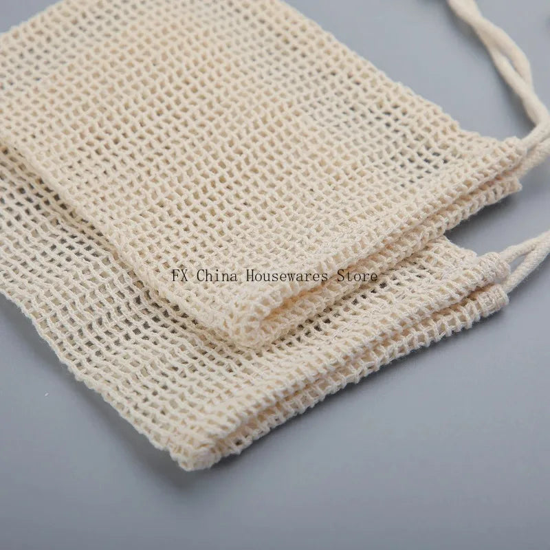 Eco-Friendly Handmade Natural Cotton Soap Saver Bag Mesh Soap Pouch for Body Cleansing And Skincare Oasis Select