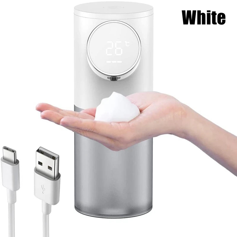 Foam Soap Dispenser Automatic USB Rechargeable 320ml Liquid Soap Dispensers Digital Display Foam Hand Sanitizer Machine For Home Oasis Select White