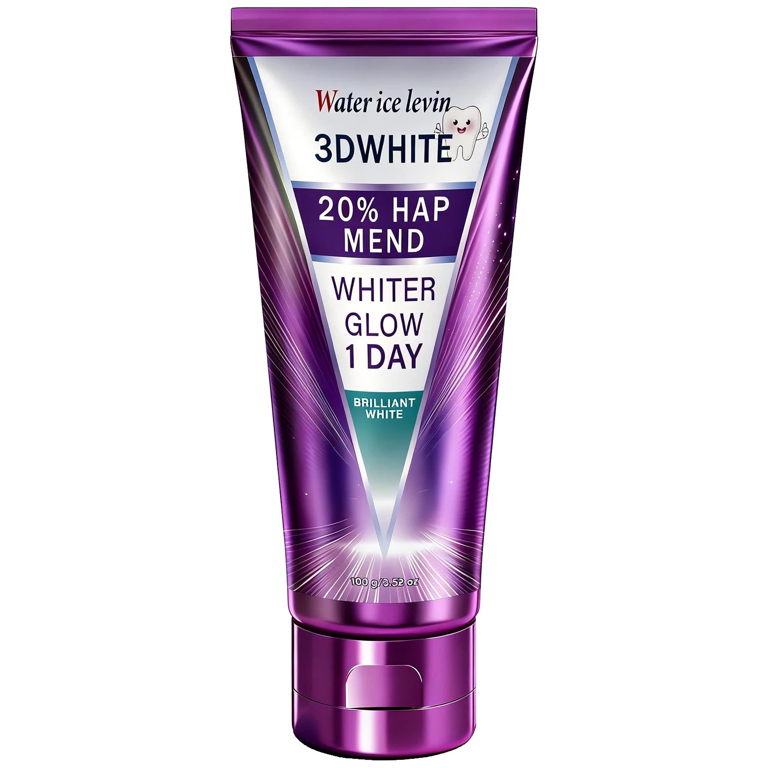 20% HAP 3D White Toothpaste - 1 Day Whiter Teeth, Deep Stain Remover, Cool Menthol for Fresh Breath & Strong Enamel Oasis Select PURPLE
