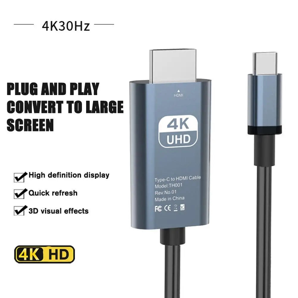 BUDI USB-C to HDMI Cable 4K@30Hz 2M | MacBook & ThinkPad