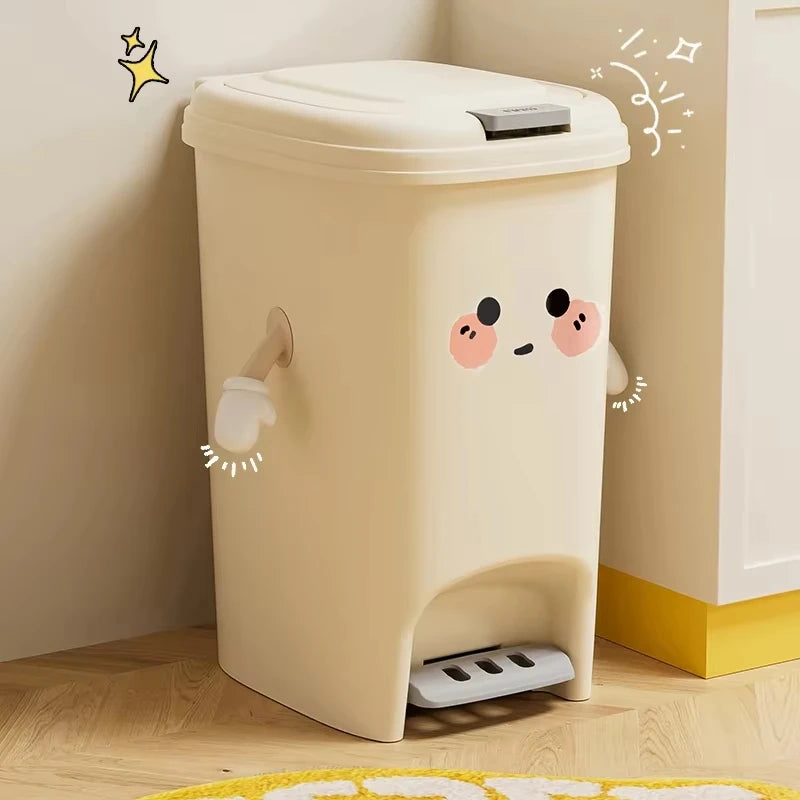 UFORU Adorable Creative Bin, Large-Capacity Household Waste Bin, Dual-Action Pedal Bin for Kitchen and Living Room Oasis Select