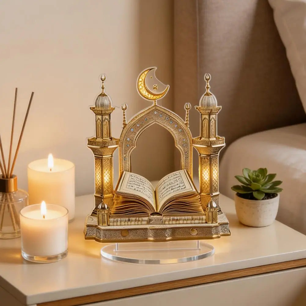 1pc 2D Quran Acrylic Desktop Decor - Ramadan Moon Star Design, Eid Al-Fitr Home Ornament, Muslim Festival Decoration Gift Oasis Select