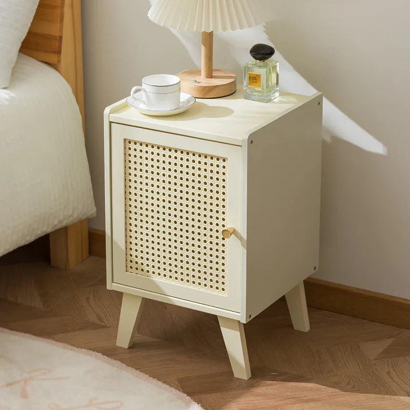Nordic solid wood bedside table small apartment sofa side cabinet simple rattan edge storage locker corner few small cabinets Oasis Select