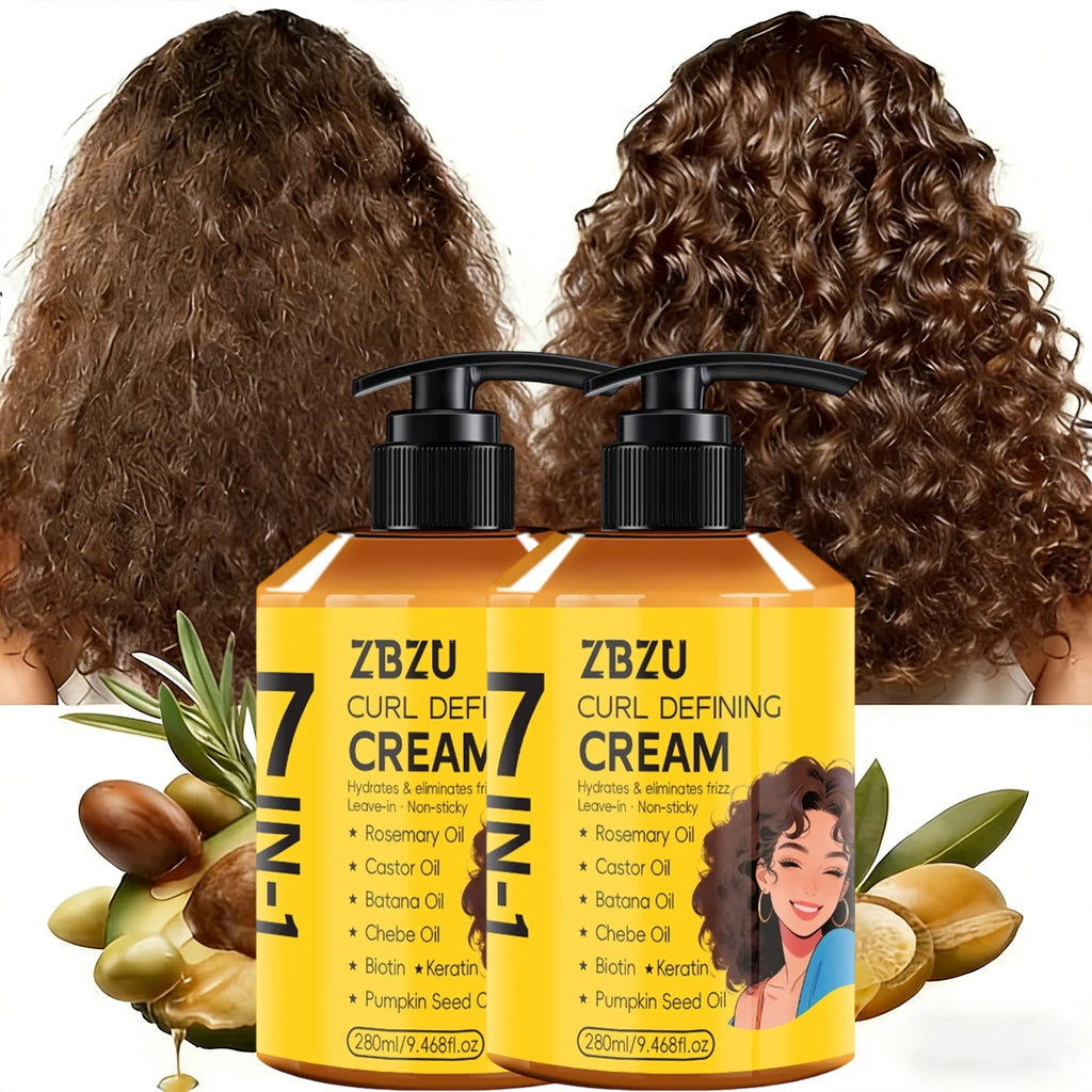 7-in-1 Curling Setting Cream，featuring Moroccan argan oil. Suitable for wavy and curly hair, providing deep nourishment, enhanc Oasis Select Beige