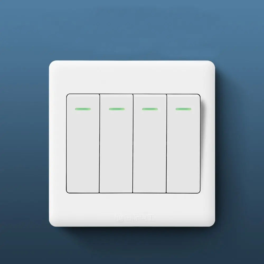 1Way Button Wall Switches Home Accessories Durable 1/2/3/4 Gang with Fluorescent Indicator Light Wall Light Switch Panel Oasis Select 4-Gang
