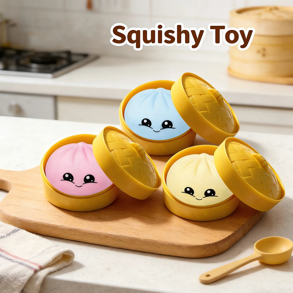 5 Colors Dumpling Squishes Stress Balls Simulation Food Squishies Stress Relief Toys for Adults Kids Squeeze Dough Ball Gifts Oasis Select