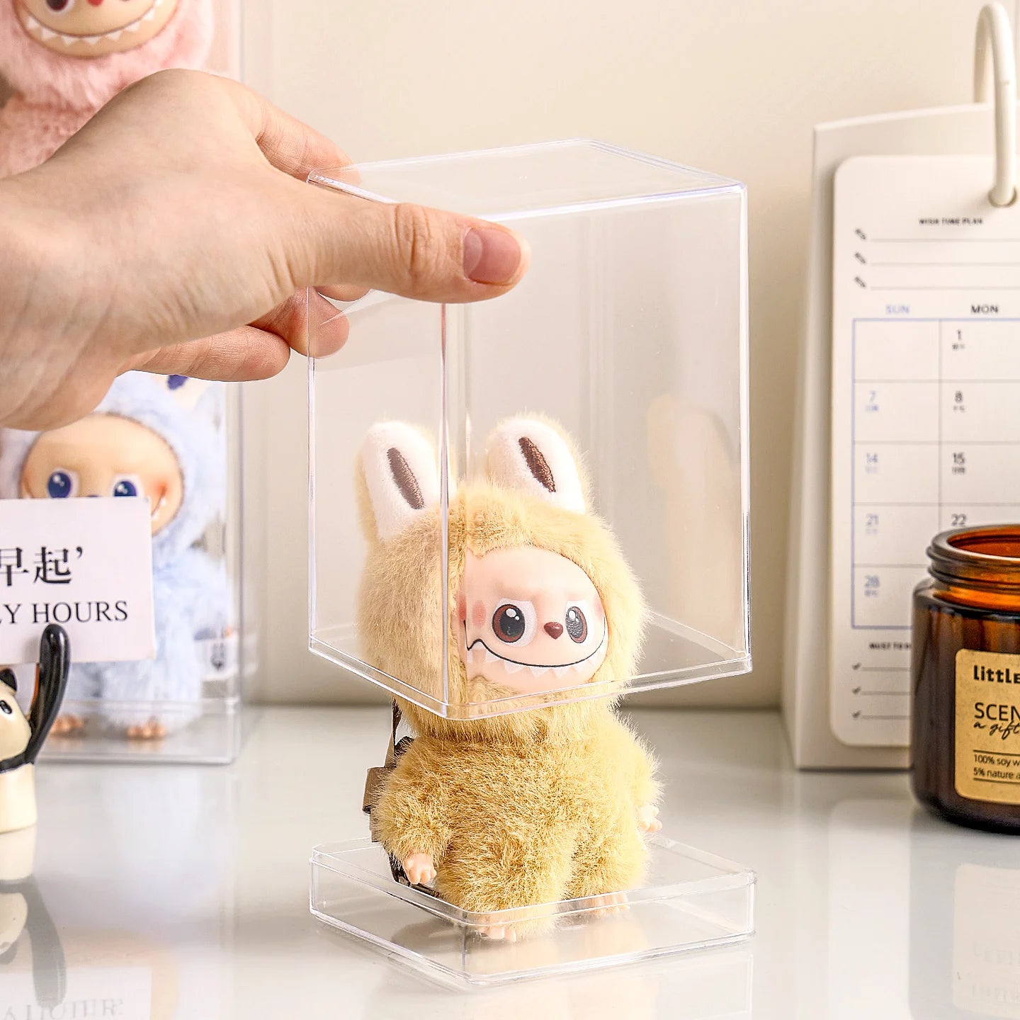 1pc transparent labubu dustproof display box, cotton doll stackable storage box suitable for toy collection and storage box Oasis Select
