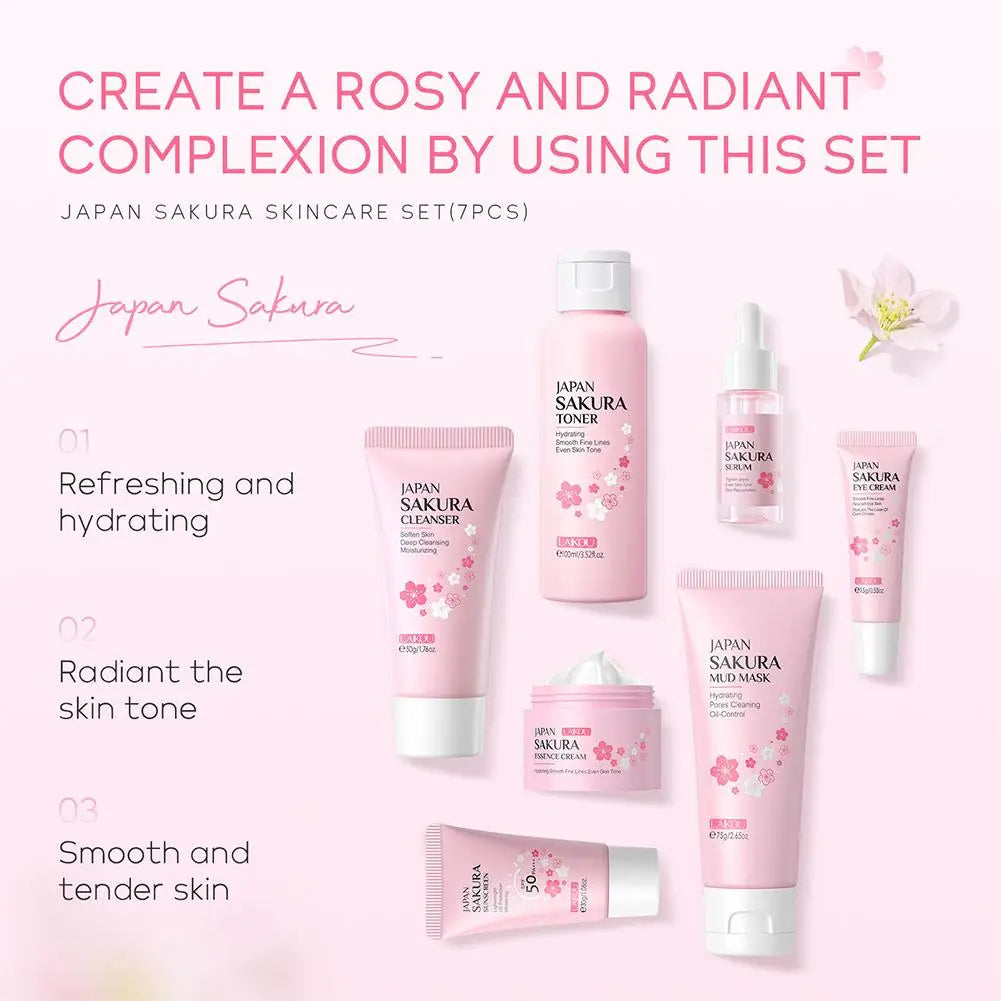 LAIKOU 7-Piece Skincare Set – Cleanser, Toner, Serum & Cream Facial Skincare Set Oasis Select