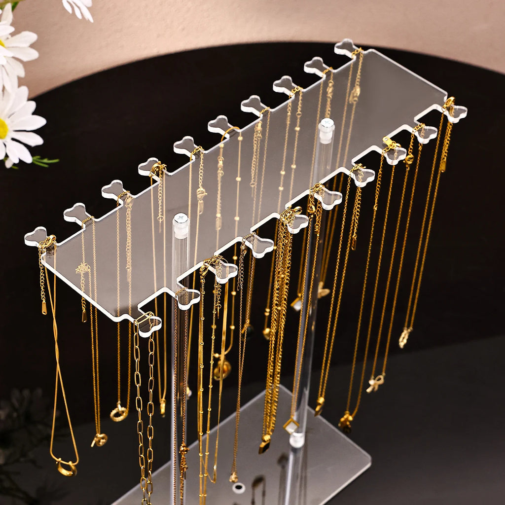 1pc Transparent Acrylic Desktop Necklace Display Rack, Dressing Table, Jewelry Organizer, Multifunctional Counter Display Props Oasis Select