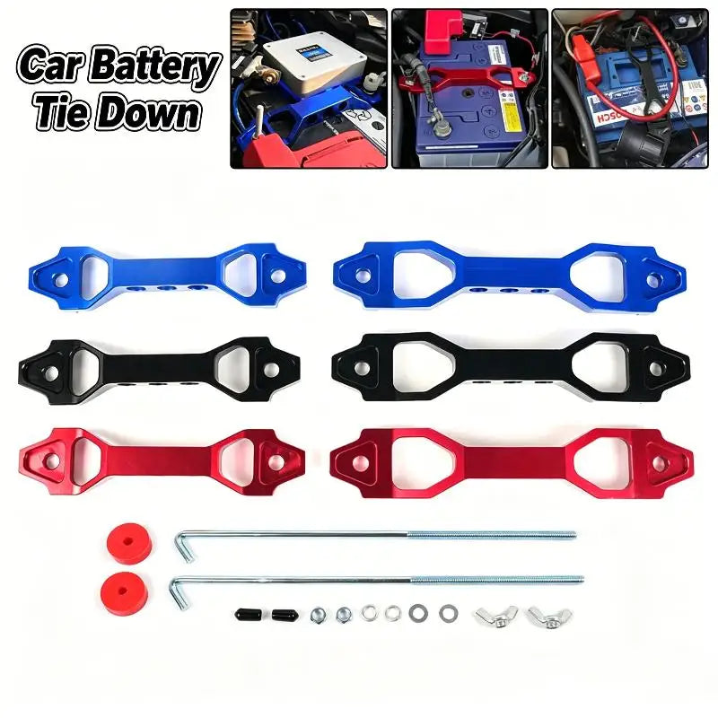 140mm/190mm Billet Aluminum Car Battery Tie Down Mount Bracket Brace Battery Fasten Bracket Holder 14cm 19cm Oasis Select