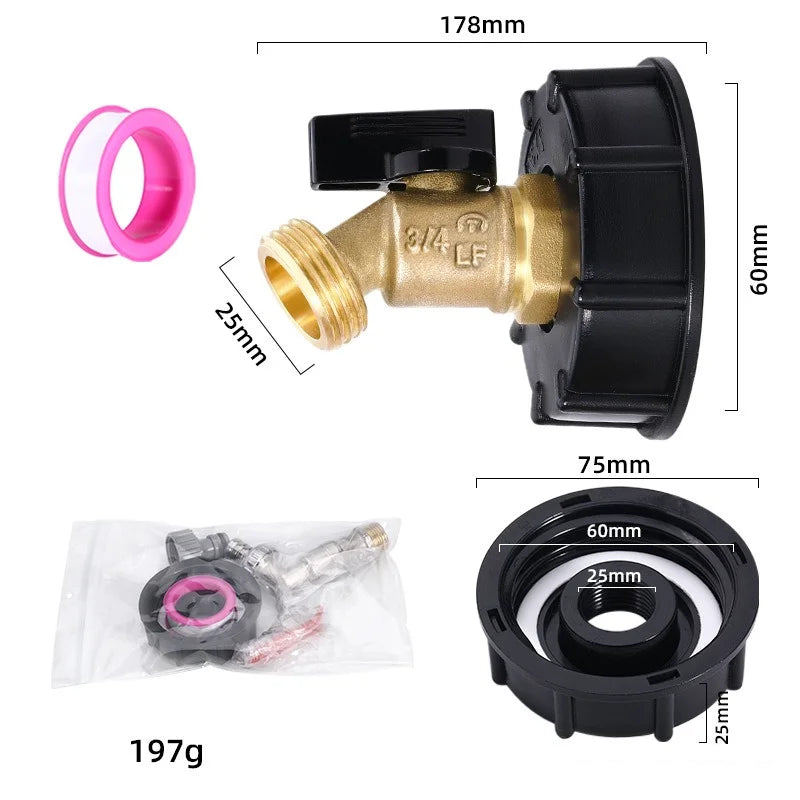 Male Thread IBC Tote Tank Adapter - Drain Hose Connector Faucet Tap Valve Fitting Part for Tank Faucet Oasis Select H