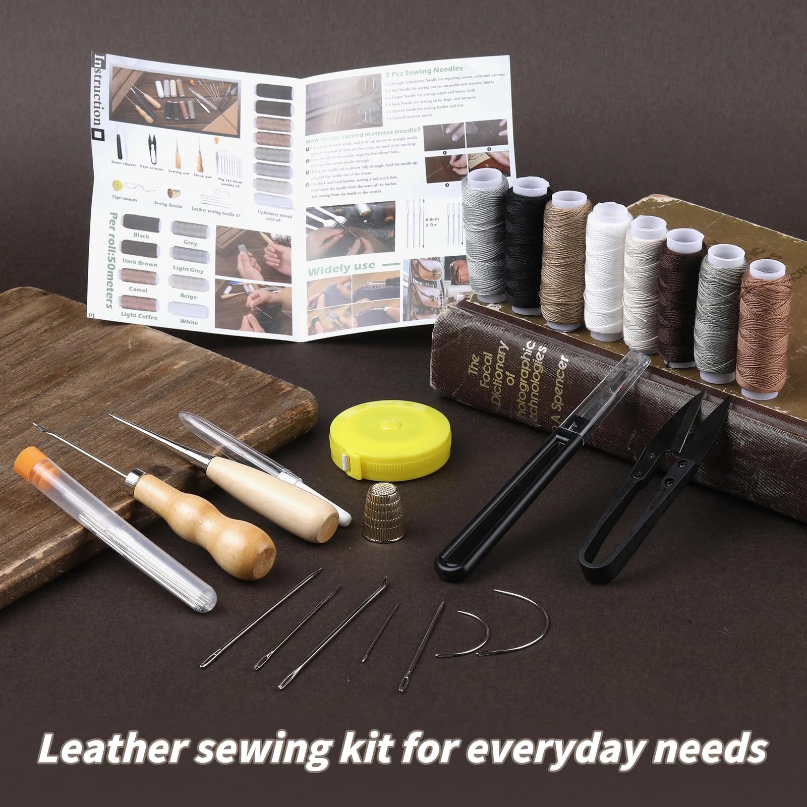 32-Piece Heavy Duty Upholstery & Leather Sewing Kit with Awl Upholstery Sewing Kit Oasis Select