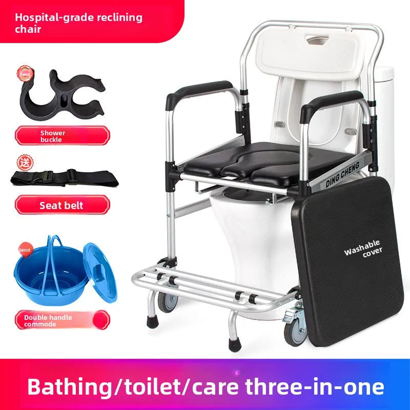 Solid Wheelchair household mobile toilet for the elderly, bath chair for the disabled, non-slip bath chair toilet Oasis Select 04