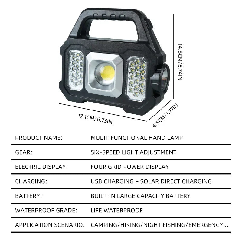 ESMARTER 800-Lumen Rechargeable LED Flashlight | 6 Modes, Solar